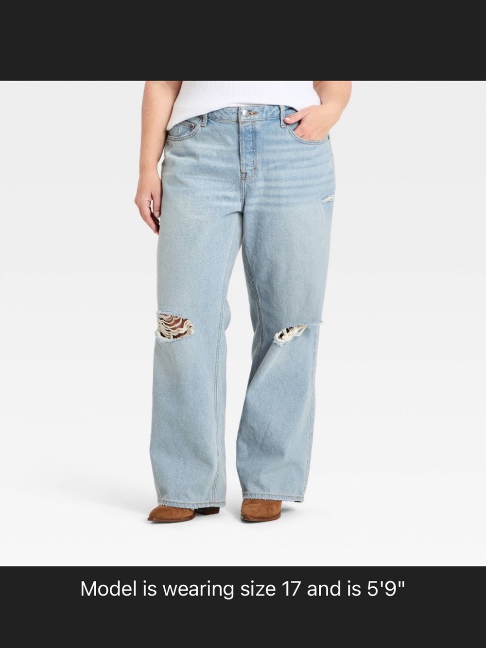 Universal Thread Light Blue Ripped Wide-Leg Jeans